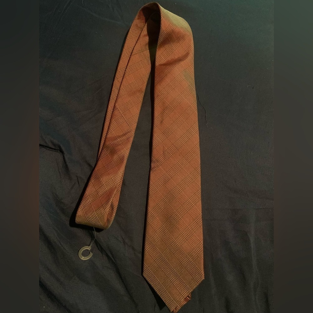 NWT designer Ben Sherman Brown Plaid Tie 100% silk